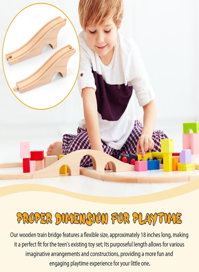 Liliful Wooden Train Track Bridges and Tunnels Expansion Wood Train Track Pieces Accessories for Most Major Toy Trains Railway - Image 4